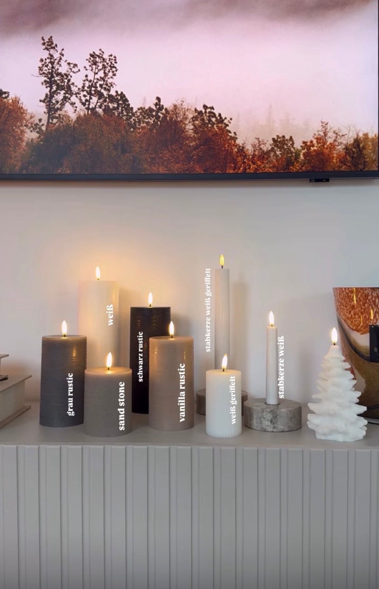 LED Kerzen mit Batterie, 3 Größen in Schwarz Rustic