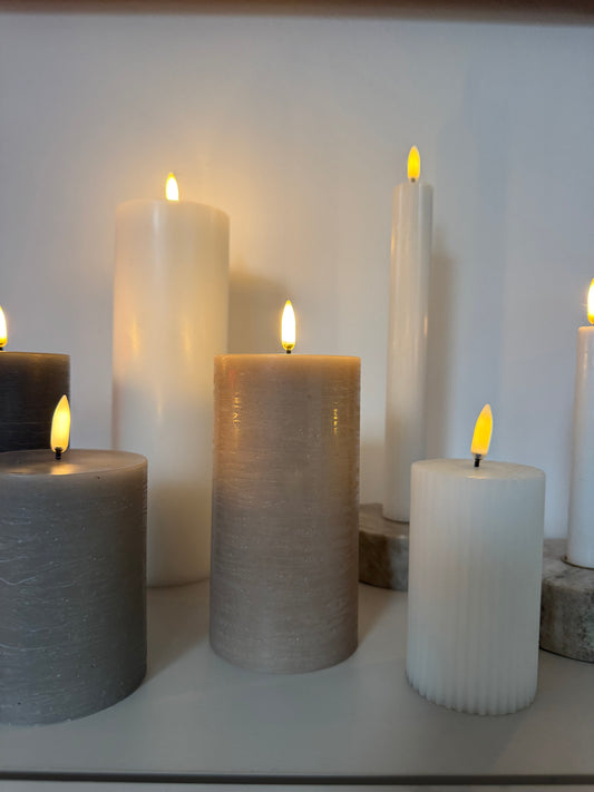 LED Kerze mit Batterie, 3 Größen in Vanilla Rustic