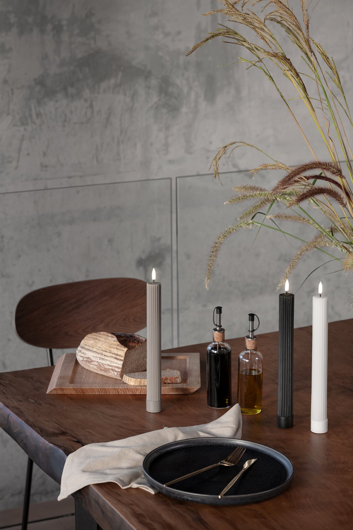 LED Stabkerze 2er Pack Geriffelt Beige – MATIRI LIVING