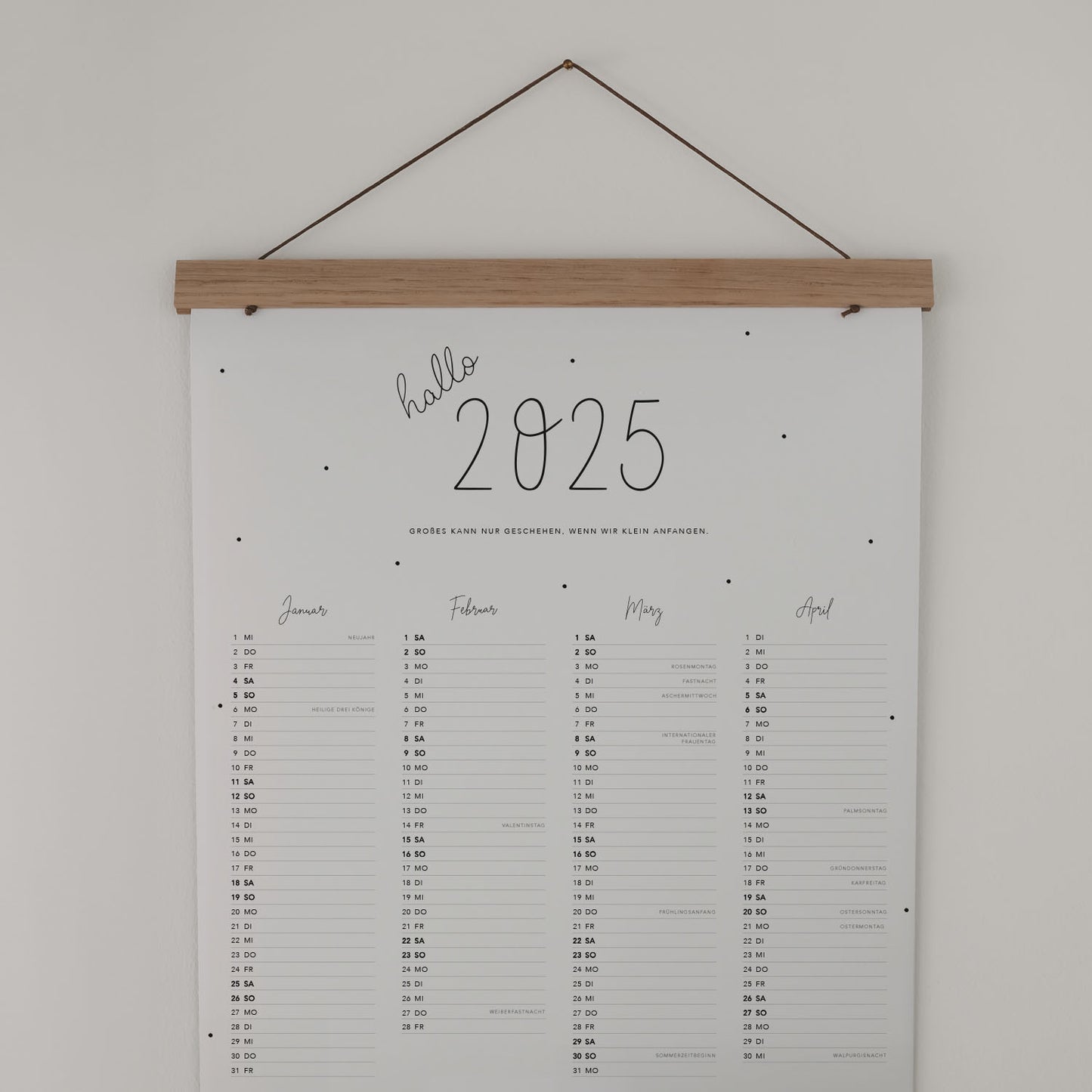 Posterleiste für Wandkalender 2025