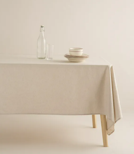 Beige schmutzabweisende Bio-Tischdecke 140x200 – MATIRI LIVING